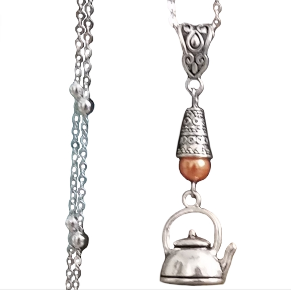 Handcreated Teapot Necklace on Sterling Silver Chain - Picture 5 of 11